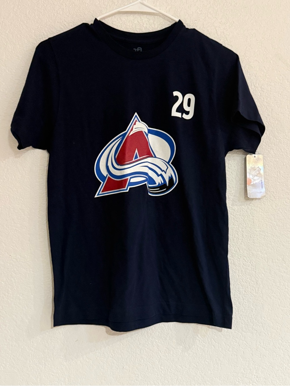 Avalanche Navy Short-Sleeve Tee with Red, White & Blue Logo and 29
